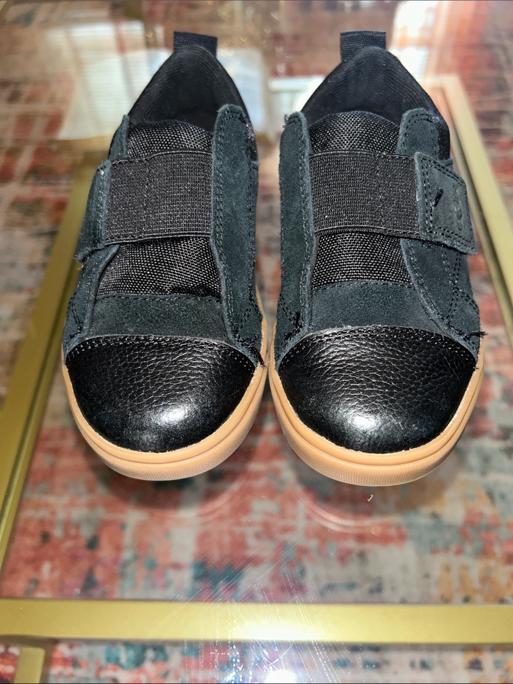 UGG Kids Black Suede & Leather Sneakers with Tan Gum Sole